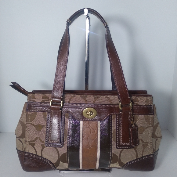 Coach Handbags - SOLD Authentic Vintage Coach Hampton Signature Stripe C Monogram Canvas Bag
